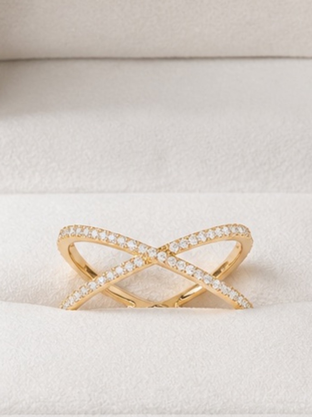 Gold Pavé Criss Cross X Ring